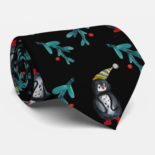 Penguin Helgdagars Mood Neck Tie Slips (Rullad)
