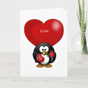 Penguin, hjärtans dag, hälsningskort helgkort
