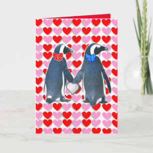Penguin, hjärtans dag, hälsningskort helgkort