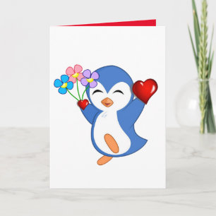 Penguin, hjärtans dag, hälsningskort helgkort