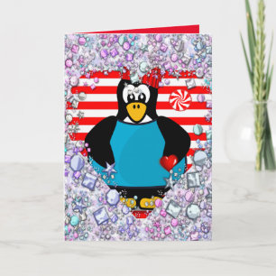 Penguin, hjärtans dag, hälsningskort helgkort