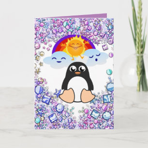 Penguin, hjärtans dag, hälsningskort helgkort
