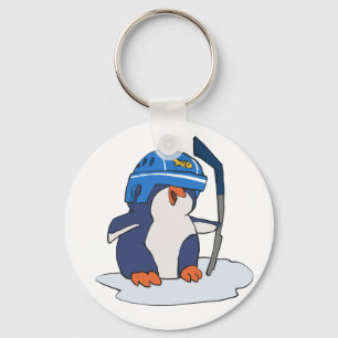 Penguin hockeyspelare välj bakgrund färg nyckelring