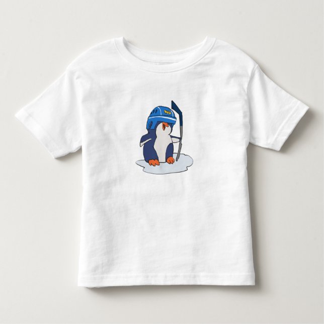 Penguin hockeyspelare| välj bakgrund färg t shirt (Framsida)