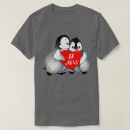 Penguin Hug Heart Personalize Text Heart Cotton T Shirt