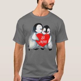 Penguin Hug Heart Personalize Text Heart Cotton T Shirt