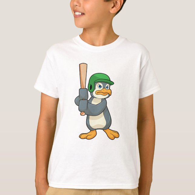 Penguin i Baseball med Baseball fladdermus & Helme T Shirt (Framsida)