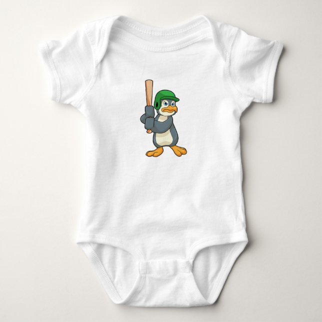 Penguin i Baseball med Baseball fladdermus & Helme T Shirt (Framsida)