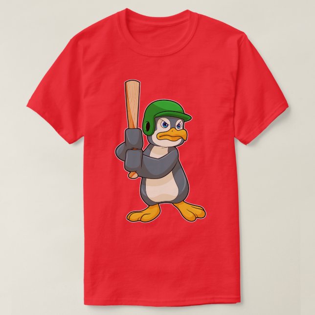 Penguin i Baseball med Baseball fladdermus Helmet T Shirt (Design framsida)