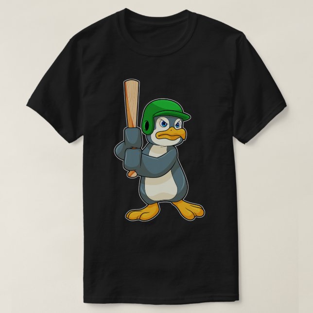 Penguin i Baseball med Baseball fladdermus Helmet T Shirt (Design framsida)