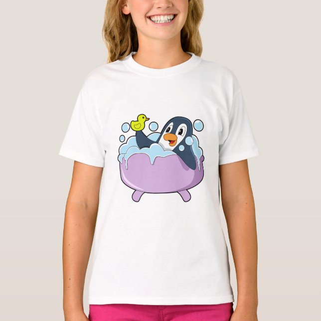 Penguin i Bathtub med Anka T Shirt (Framsida)