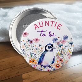Penguin i Blommor Baby Shower Auntie. Knapp