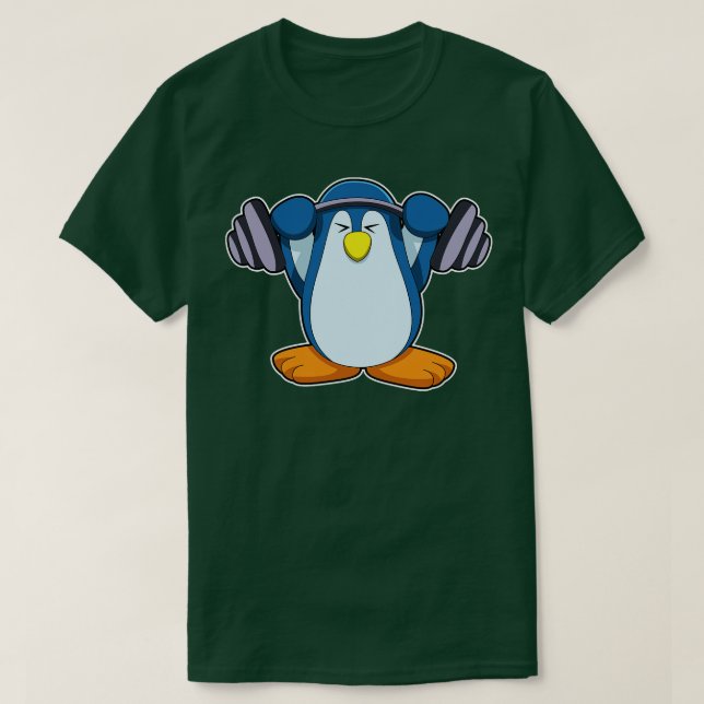 Penguin i Bodybuilding med Dumbbells T Shirt (Design framsida)