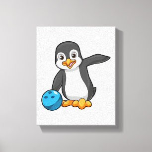 Penguin i Bowling med Bowling ball Canvastryck