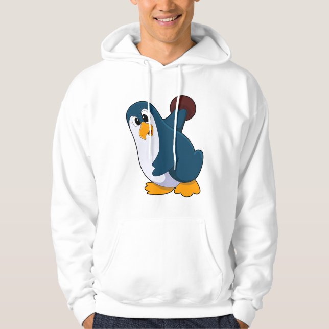 Penguin i Bowling med Bowling ball Hoodie (Framsida)