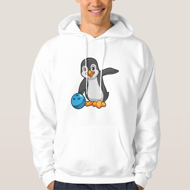 Penguin i Bowling med Bowling ball Hoodie (Framsida)