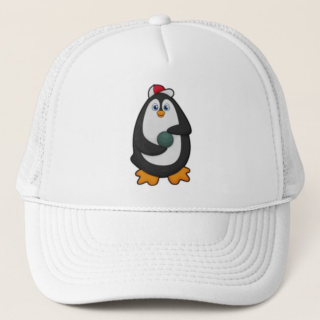 Penguin i Bowling med Bowling ball Keps (Framsida)
