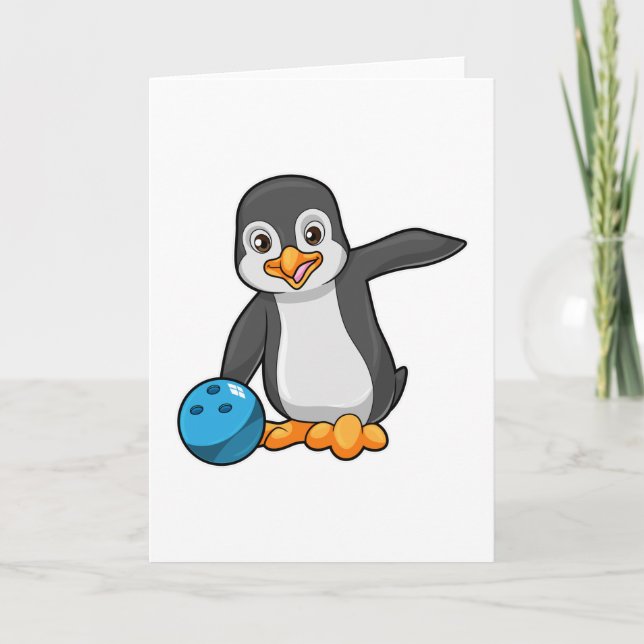 Penguin i Bowling med Bowling ball Kort (Framsida)