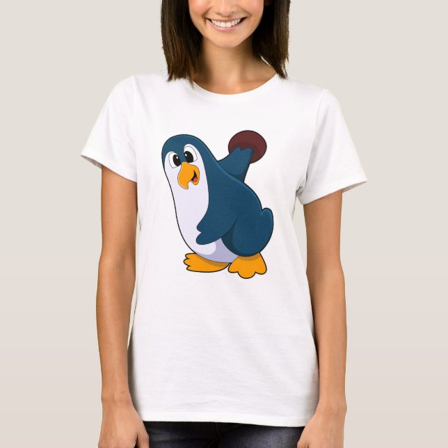 Penguin i Bowling med Bowling ball T Shirt (Framsida)