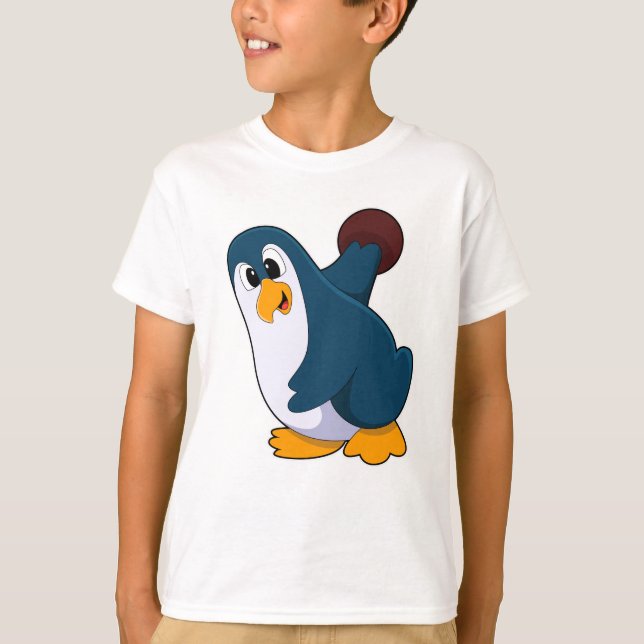 Penguin i Bowling med Bowling ball T Shirt (Framsida)