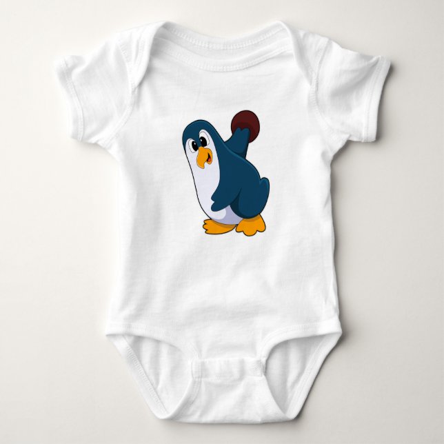 Penguin i Bowling med Bowling ball T Shirt (Framsida)