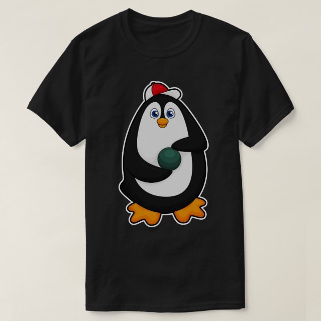 Penguin i Bowling med Bowling ball T Shirt (Design framsida)