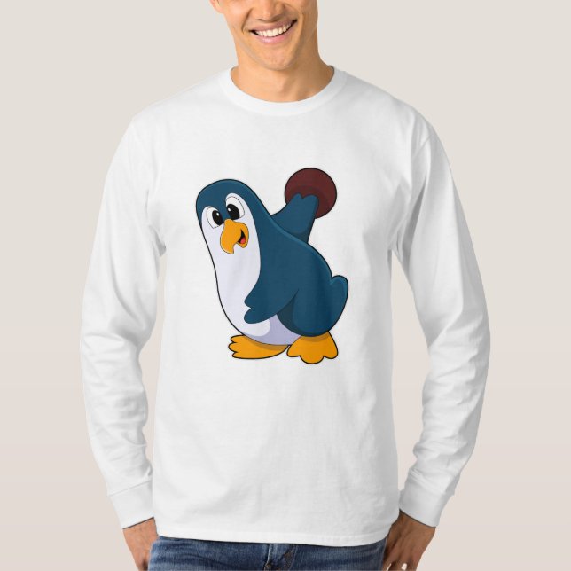 Penguin i Bowling med Bowling ball T Shirt (Framsida)