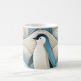 Penguin i Cream Blue Abstrakt Vågar Kaffemugg