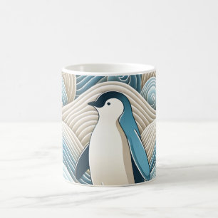 Penguin i Cream Blue Abstrakt Vågar Kaffemugg