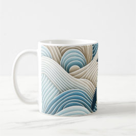 Penguin i Cream Blue Abstrakt Vågar Kaffemugg