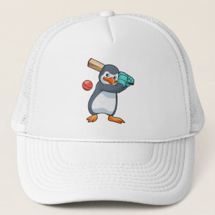 Penguin i Cricket med Cricket fladdermus Keps