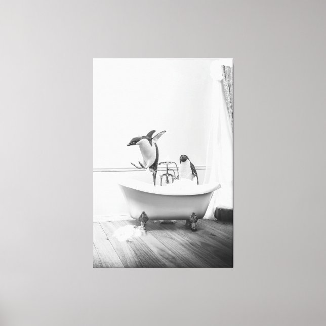 Penguin i en badkarPoster Canvastryck (Framsida)