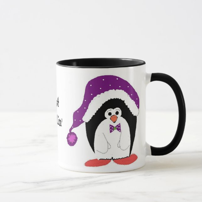 Penguin i en Lila Hat Mugg (Höger)
