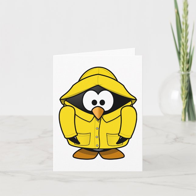 Penguin i ett Gult Rainrock Note Cards Kort (Skapare uppladdad)