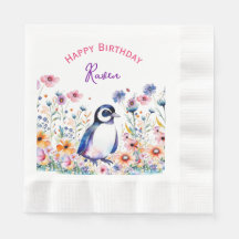 Penguin i Flowers Girl Girl's Birthday Personlig