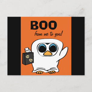 Penguin i Ghost Costume Bus eller godis Vykort