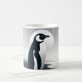 Penguin i Grått Geometry Circle Punkt Beach Mönste Kaffemugg