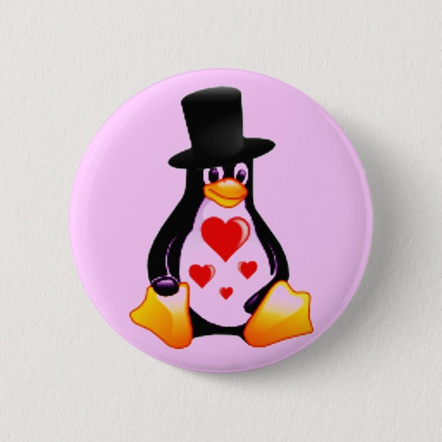 Penguin i Kärlek Button Knapp (Framsida)
