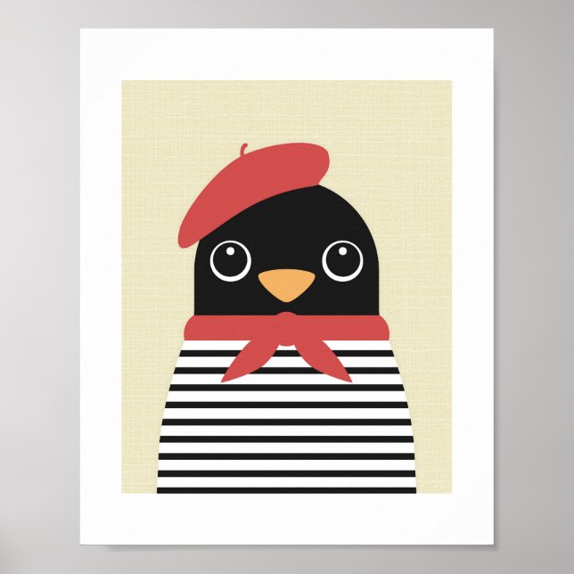 Penguin i Paris Poster Skriv ut (Framsidan)