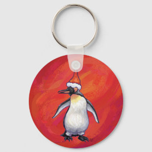 Penguin i Santa Hat på Red Nyckelring