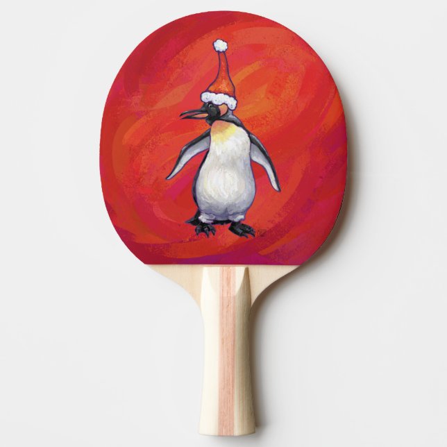 Penguin i Santa Hat på Red Pingisracket (Framsidan)