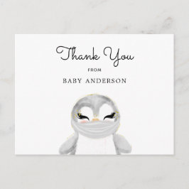 Penguin i Tacken Baby Shower i mask Vykort