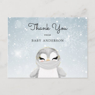 Penguin i Tacken Baby Shower i mask Vykort