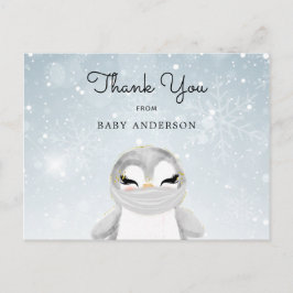 Penguin i Tacken Baby Shower i mask Vykort
