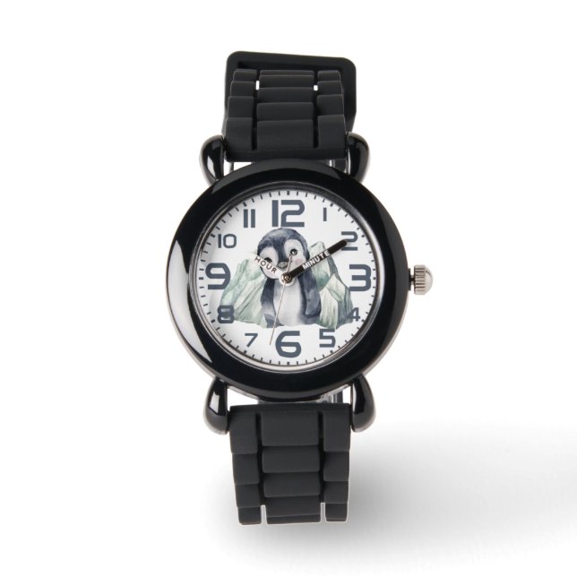 Penguin i vinter med siffror armbandsur (Framsida)