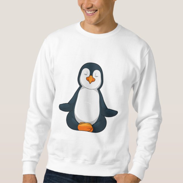 Penguin i Yoga Fitness i Sitta Lång Ärmad Tröja (Framsida)