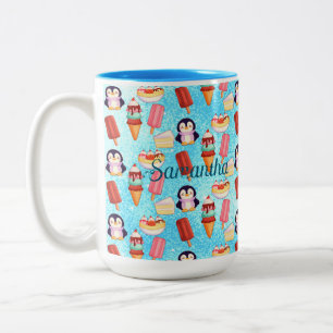 Penguin Ice Cream Sweets Två-Tonad Mugg