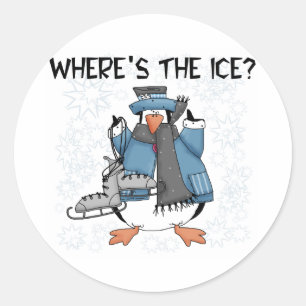 Penguin Ice Skating Runt Klistermärke