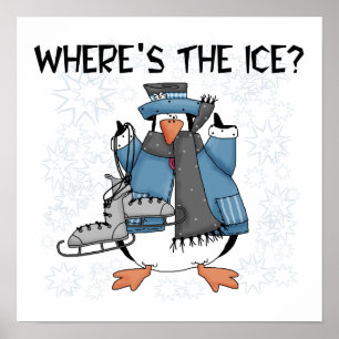 Penguin Ice Skating Tshirts och Gifts Poster