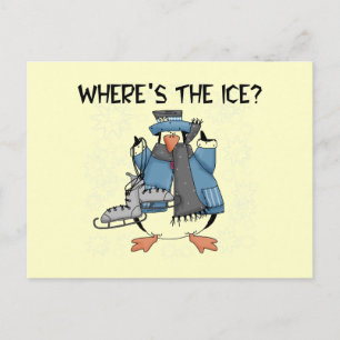 Penguin Ice Skating Tshirts och Gifts Vykort